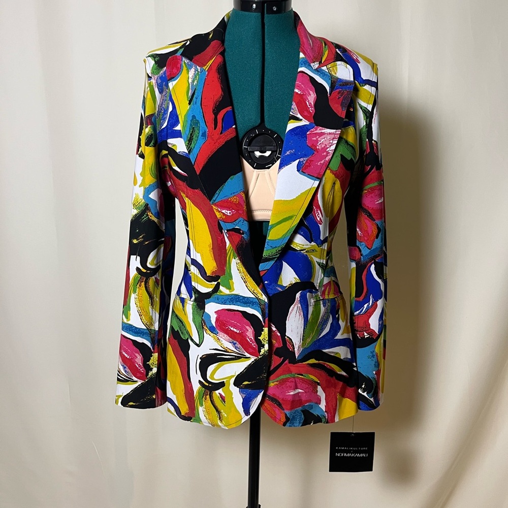 BNWT Norma Kamali Blazer Multi-Color Abstract Print